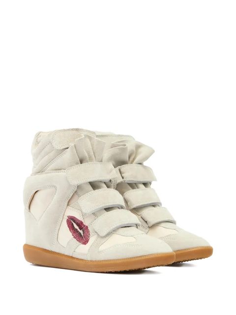 ISABEL MARANT 50mm Bekett lips-motif sneakers - Neutrals