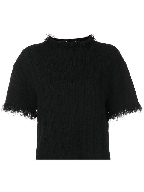 Proenza Schouler frayed-edge short-sleeve jumper - Black - zdjęcie produktu nr 1