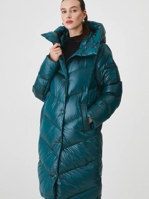 Medicine płaszcz puchowy damski kolor zielony zimowy - zdjęcie produktu nr 1