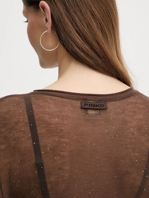 Pinko sweter wełniany damski kolor brązowy lekki 105398 A2PM