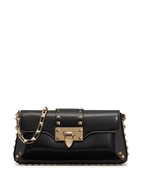 Valentino Garavani Rockstud brushed-leather shoulder bag - Black - zdjęcie produktu nr 1