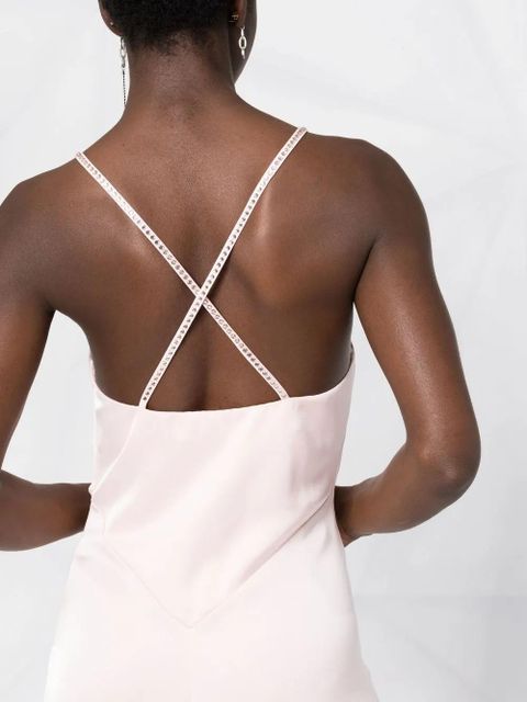 The Attico rhinestone crossover-straps dress - Pink