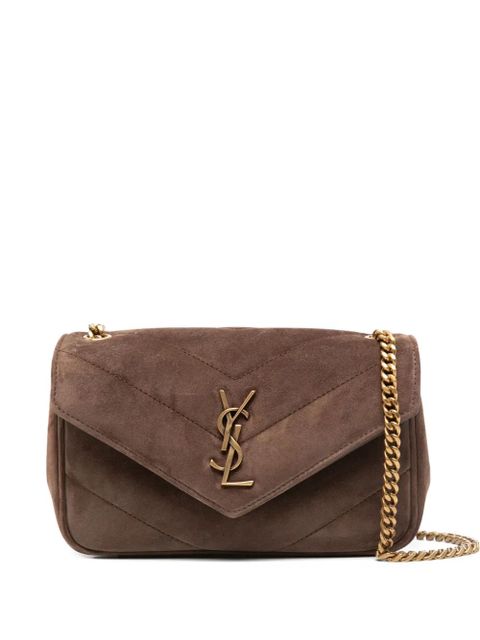 Saint Laurent mini Loulou logo-patch cross body bag - Brown