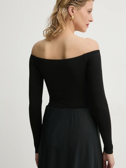 Saint Body body OFF SHOULDR BODYSUIT damskie kolor czarny gładkie SB.318
