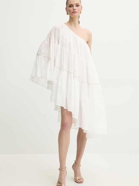 Simona Corsellini sukienka bawełniana kolor biały midi oversize P25CPAB045 - zdjęcie produktu nr 2