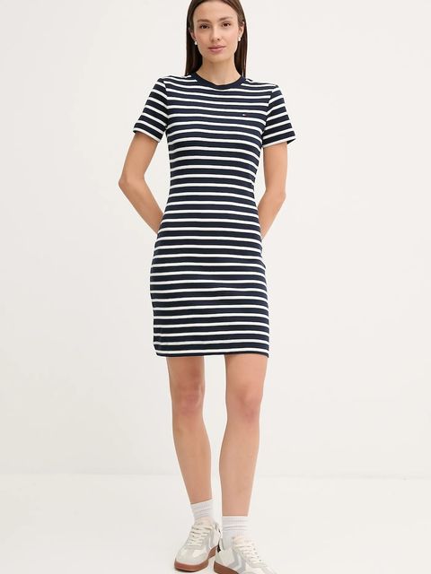 Tommy Hilfiger sukienka bawełniana kolor granatowy mini rozkloszowana WW0WW42721 - zdjęcie produktu nr 2