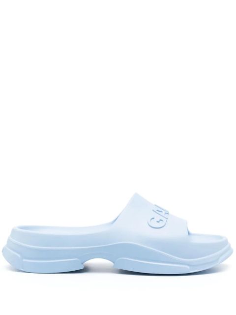 GANNI logo-embossed slides - Blue - zdjęcie produktu nr 1