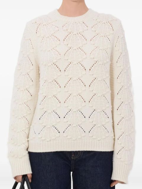 LouLou de Saison Cleyde crochet seashell motif sweater - Neutrals
