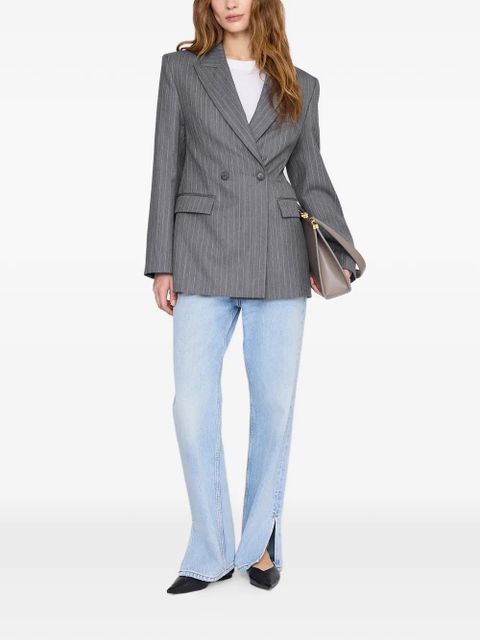 ANINE BING pinstripe-pattern double-breasted blazer - Grey