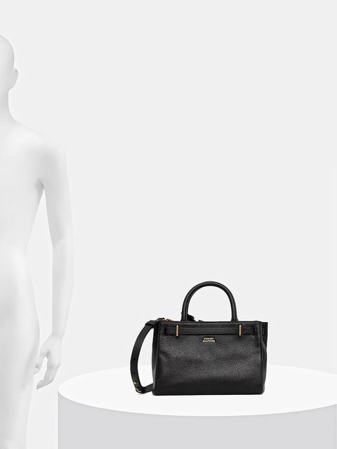 Tommy Hilfiger torebka skórzana kolor czarny AW0AW17926