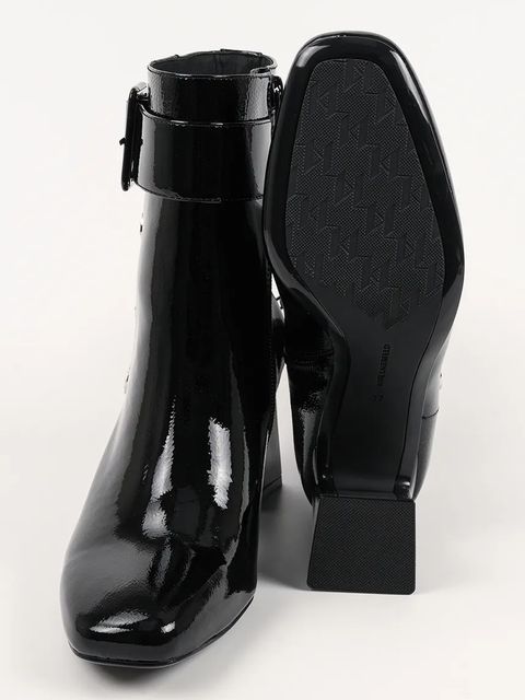 Karl Lagerfeld botki skórzane BEATA damskie kolor czarny na słupku KL31455A