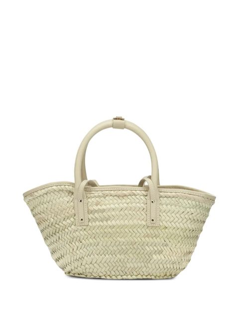 Jacquemus mini Soli woven-straw leather-trim tote bag - Neutrals - zdjęcie produktu nr 2