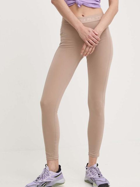 Fila legginsy do biegania Roses kolor beżowy gładkie FAW0705