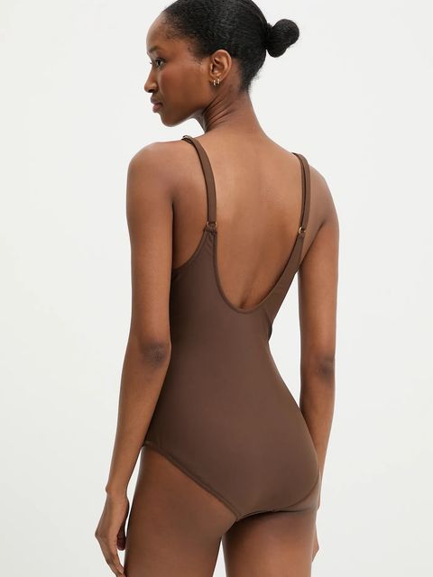 Answear.LAB jednoczęściowy strój kąpielowy kolor brązowy usztywniona miseczka