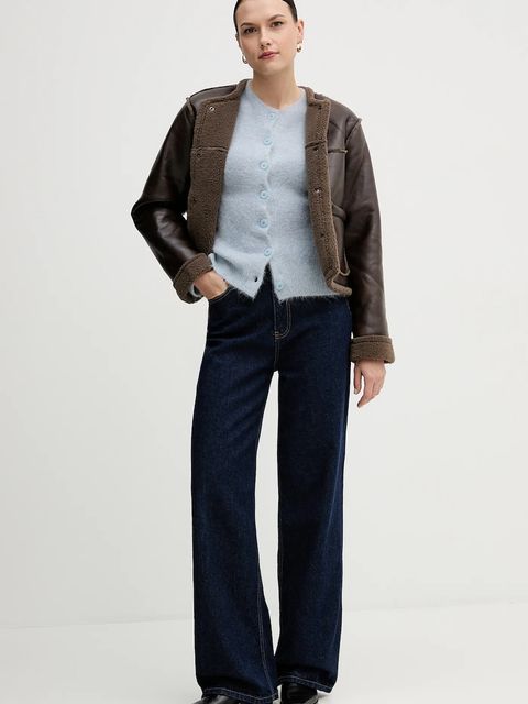 Sandro Ferrone kardigan z dodatkiem alpaki damski kolor niebieski S9YBFNESPOLO