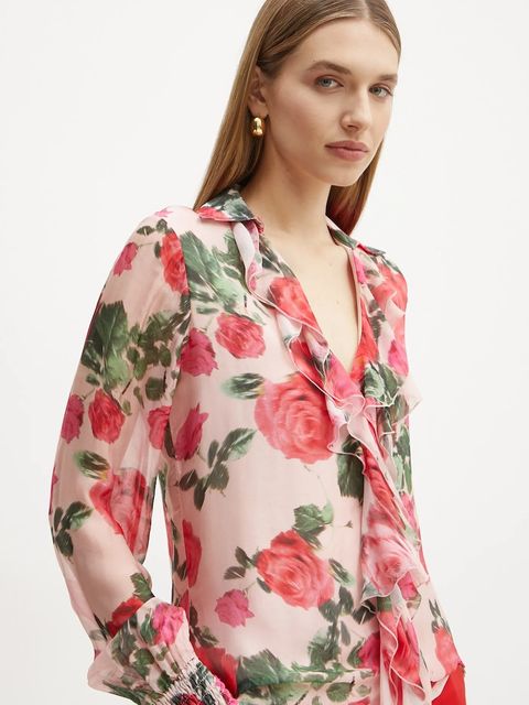 Guess bluzka z domieszką jedwabiu SOAVE