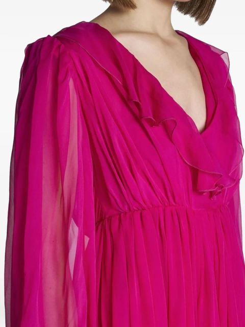 Gucci ruffled silk maxi dress - Pink