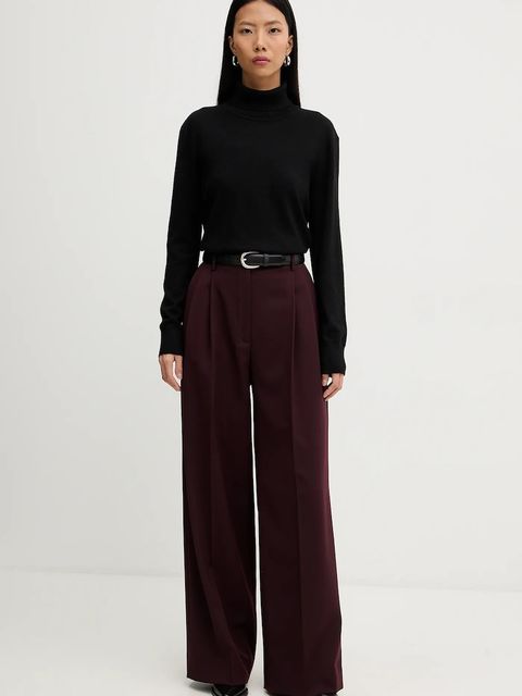 Filippa K spodnie z dodatkiem wełny kolor bordowy szerokie high waist 32511 - zdjęcie produktu nr 2