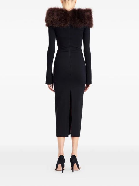 16Arlington Canter feather-trim midi dress - Black - zdjęcie produktu nr 2