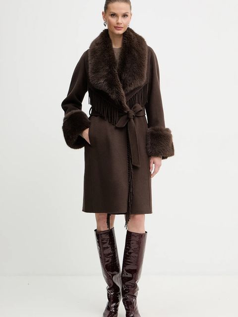 Marciano by Guess płaszcz z dodatkiem wełny LILIANA kolor brązowy 5BGL46 7125A - zdjęcie produktu nr 1