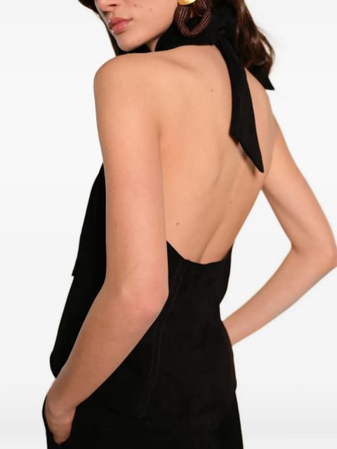 Johanna Ortiz Sonora fringed halterneck top - Black