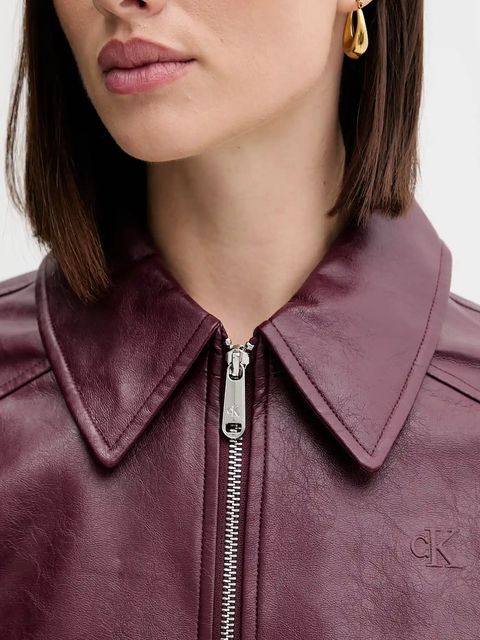 Calvin Klein Jeans kurtka kolor bordowy przejściowa LV047C518G