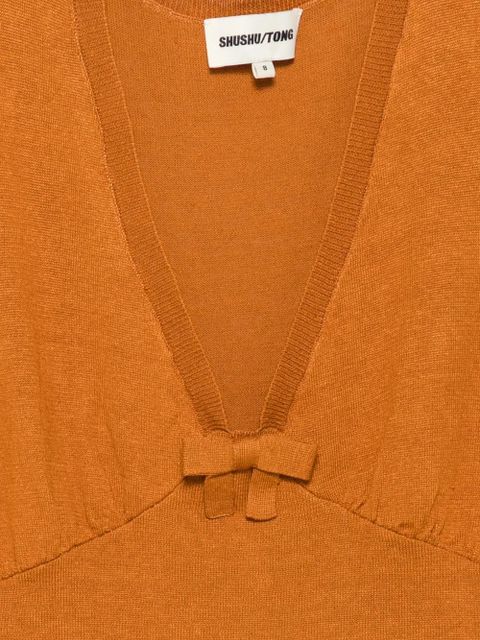 SHUSHU/TONG bow-detail knitted tank top - Brown