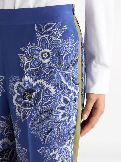 ETRO bandana-print straight-leg silk trousers - Purple