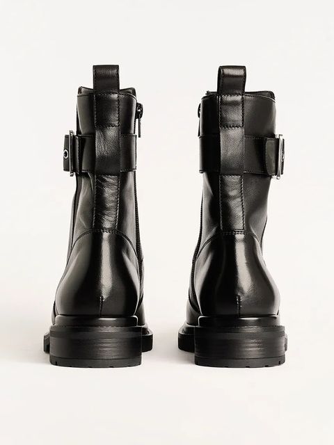 Karl Lagerfeld botki skórzane BINKY damskie kolor czarny na płaskim obcasie KL47575