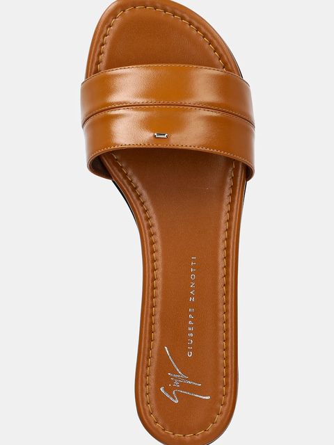 Giuseppe Zanotti klapki skórzane Baddy damskie kolor brązowy E500060.004