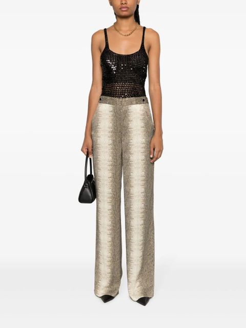 TWINSET lizard-skin effect satin trousers - Brown - zdjęcie produktu nr 2