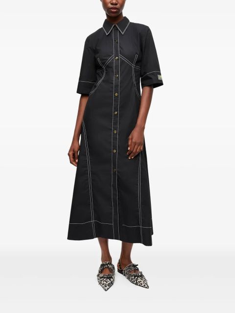 GANNI contrasting shirtdress - Black