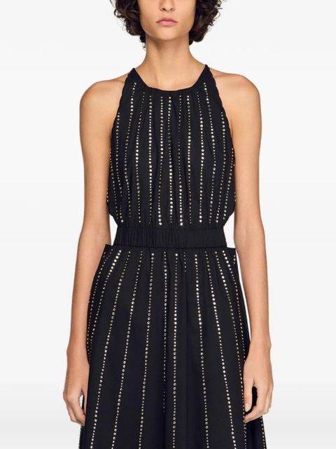 SANDRO rhinestone-embellished dress - Black