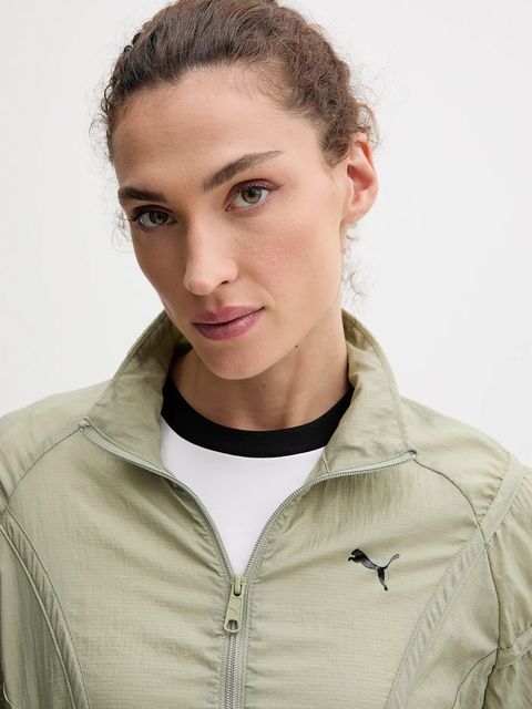 Puma kurtka kolor zielony przejściowa oversize 632148