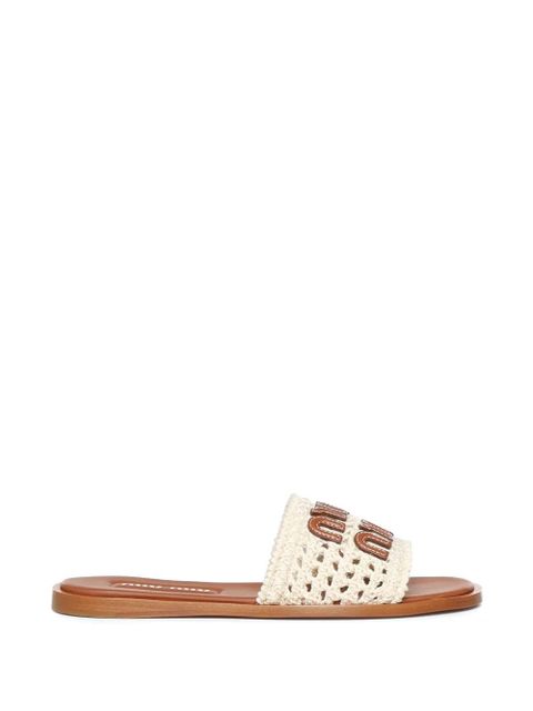Miu Miu crochet logo-patch sandals - White - zdjęcie produktu nr 1