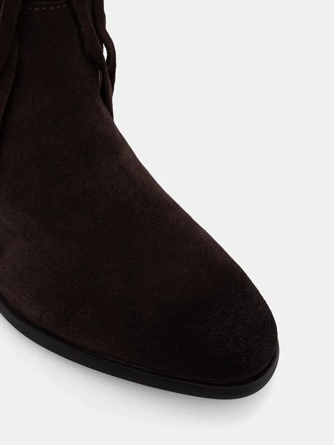 Steve Madden kozaki zamszowe Spur damskie kolor brązowy na płaskim obcasie 11003916