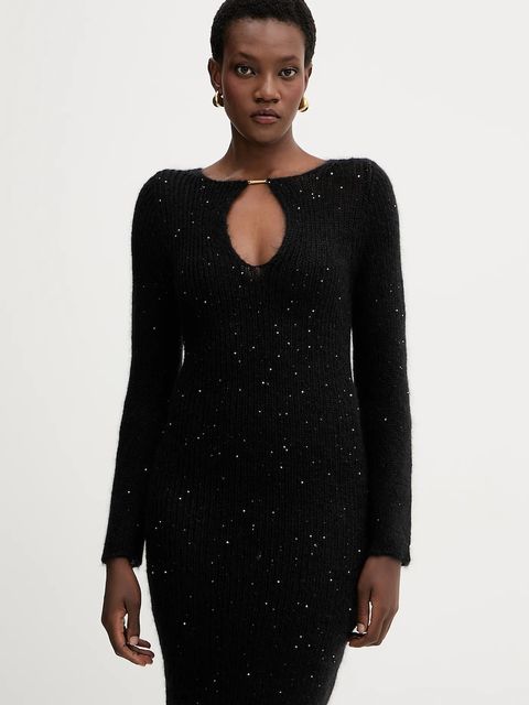 Liviana Conti sukienka z dodatkiem wełny kolor czarny mini dopasowana L5WG62 - zdjęcie produktu nr 1