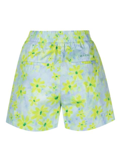 Marni watercolour floral-pattern cotton shorts - Blue - zdjęcie produktu nr 2