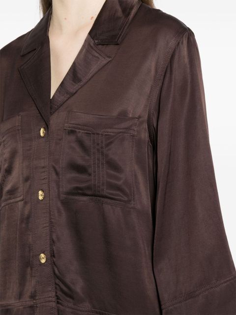 GANNI washed satin cropped shirt - Brown