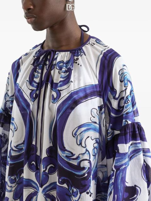 Dolce & Gabbana Majolica-print cotton dress - Blue