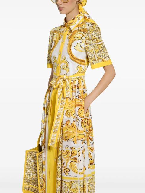 Dolce & Gabbana Majolica-print cotton shirtdress - Yellow