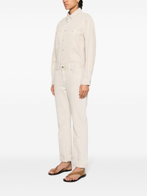ISABEL MARANT Imane long-sleeve denim jumpsuit - Neutrals