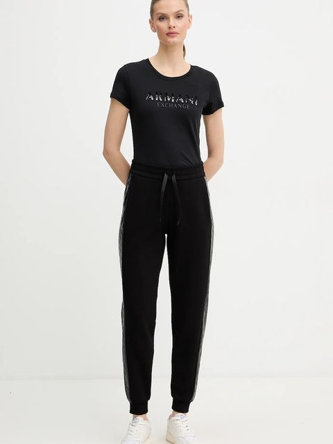 Armani Exchange t-shirt bawełniany damski kolor czarny XW001351 AF17172 - zdjęcie produktu nr 2