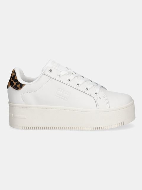 Tommy Jeans sneakersy skórzane TJW FLATFORM LEOPARD SNEAKER damskie kolor biały EN0EN02930 - zdjęcie produktu nr 2