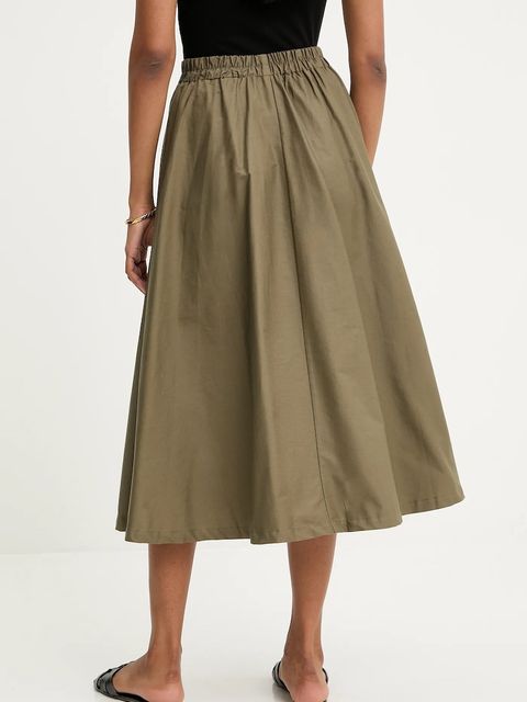 Answear.LAB spódnica bawełniana kolor zielony midi rozkloszowana