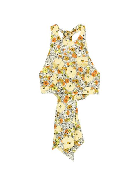 ALEMAIS Orange Blossom floral-tie top - Yellow
