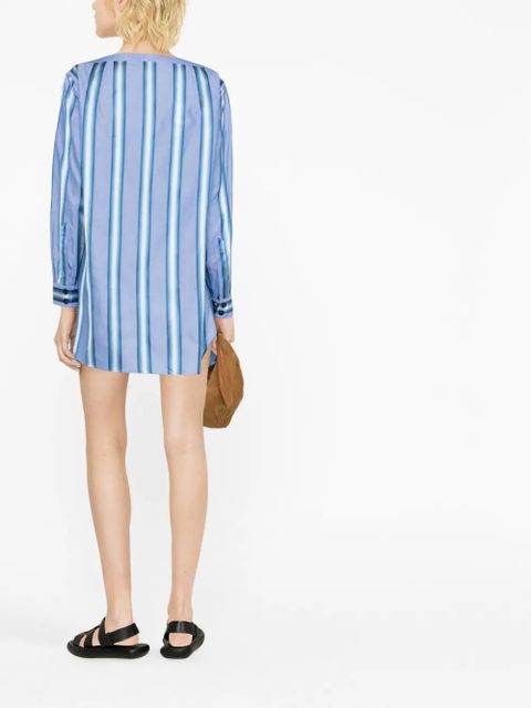 ETRO vertical-stripe long-sleeve shirt dress - Blue