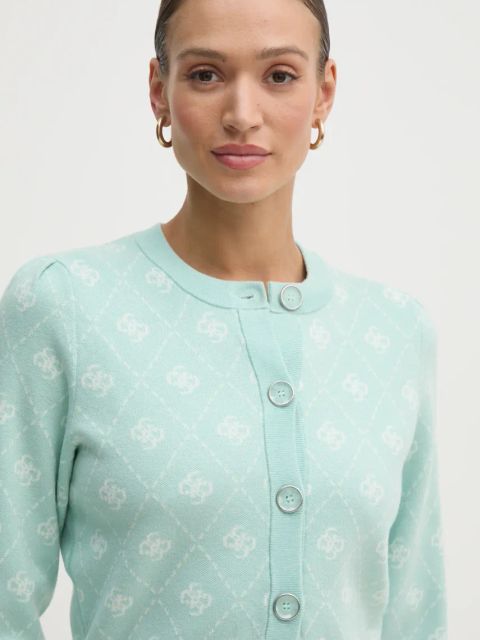 Guess kardigan z domieszką wełny SARAH kolor turkusowy W4BR0D Z3JD2