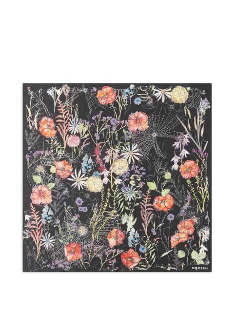 Alexander McQueen floral-print trim scarf - Black - zdjęcie produktu nr 1