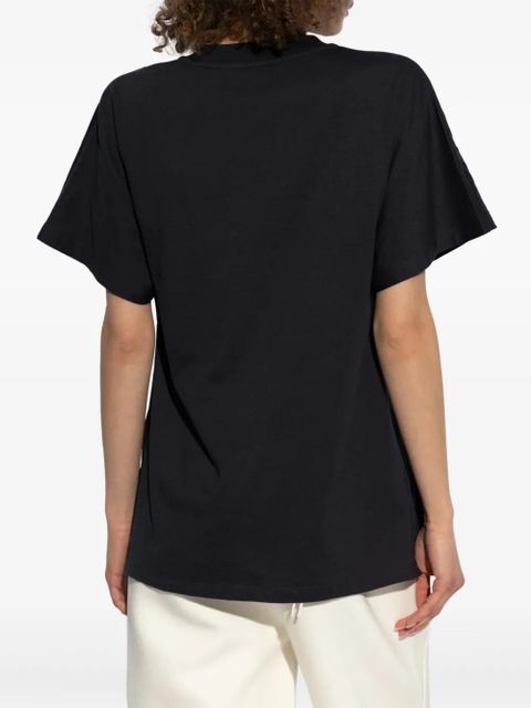 Moncler embroidered cursive-logo T-shirt - Blue